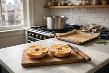 Slice and lightly toast the bagels, or serve them just warm.