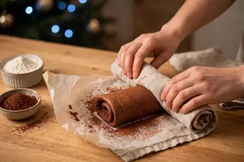 Spread the batter evenly in the pan and bake for 10 to 12 minutes, until the top springs back when pressed. Lay a clean towel on the counter and dust 
