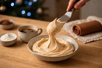 Make the buttercream: beat the soft butter until fluffy, add the powdered sugar gradually, then the coffee and a pinch of salt, and beat until smooth 