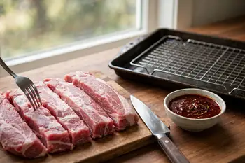 Cut the pork into long strips about 2 inches thick. Prick all over with a fork.