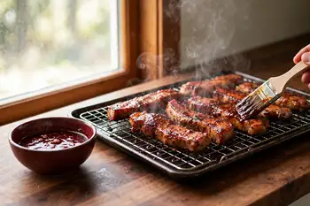 Roast for 15 minutes. Brush with marinade, turn, and roast 10 minutes more.