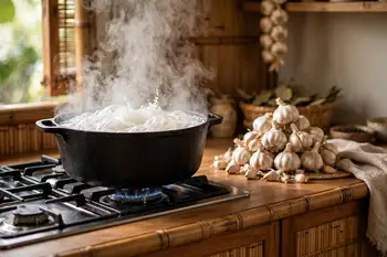 In the same pot, pour in the vinegar and boil, unstirred, for 3 minutes to cook off the sharpness.