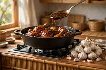 Uncover and simmer 10 minutes more until the sauce is glossy and reduced. For crisp skin, broil the pieces for 3 minutes before returning them to the 
