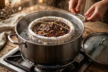 Set the basin on a trivet or upturned saucer in a large pot. Pour in boiling water to come halfway up the basin. Cover and steam over a gentle simmer 