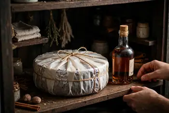 Lift out, cool completely, then remove the foil and parchment and cover with fresh layers. Store in a cool dark cupboard for up to 6 weeks; it improve