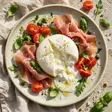 burrata met prosciutto