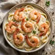 pasta alfredo met garnalen