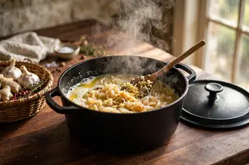 Add the niter kibbeh, garlic and ginger and cook 5 minutes, until fragrant.
