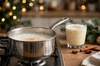 Combine the milk, cream, nutmeg and salt in a saucepan over medium heat. Warm until steaming, with small bubbles at the edges, about 160°F (71°C). Do 