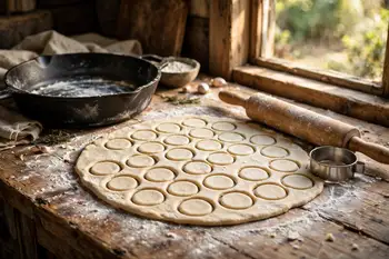 Roll the dough thin and cut 12 rounds, about 5 inches across.