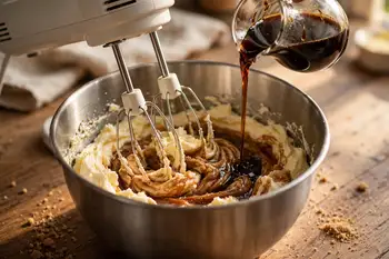 Beat the butter and brown sugar until light and fluffy, about 2 minutes. Beat in the egg, then the molasses and vanilla, scraping the bowl down once.
