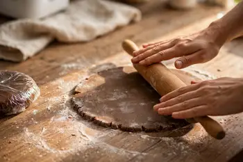 Heat the oven to 350°F (175°C). Roll one disk on a lightly floured surface to 1/4 inch thick, turning and flouring lightly as you go.