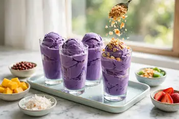 Scatter pinipig over the top for crunch.