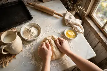 Mix the flour, yeast, sugar and salt with the warm milk and melted butter. Knead 8 minutes, until smooth and elastic. Cover and rise 1 hour, until dou