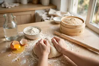 Mix the flour, salt, egg and water into a firm dough. Knead 8 minutes, cover, and rest 30 minutes.