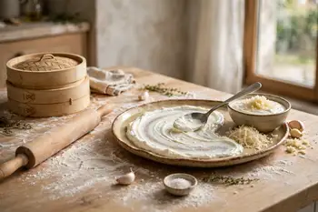 Season the yogurt with the garlic and salt and spread it on a warm serving platter.