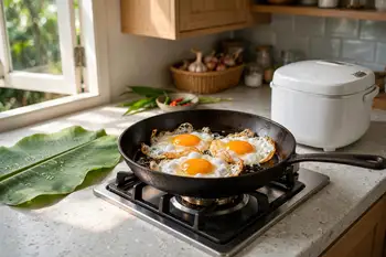 Fry the eggs sunny side up with crisp, lacy edges.