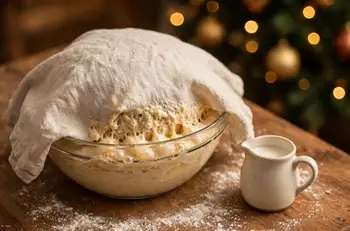 The night before, make the starter: whisk 1 cup of the flour, 1 tsp of the yeast and 1/2 cup of the warm milk into a thick batter. Cover and leave at 