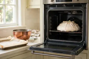 Turn the oven off and leave the pavlova inside, door ajar, for at least 1 hour, until completely cool.