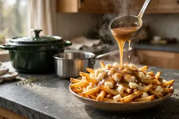 Pile the fries into warm shallow bowls. Scatter half the curds over, ladle on half the gravy, then the rest of the curds and the rest of the gravy, so