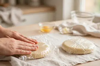 Divide the dough in half, flatten into disks, wrap, and chill for 30 minutes to 1 hour, until firm but still rollable.