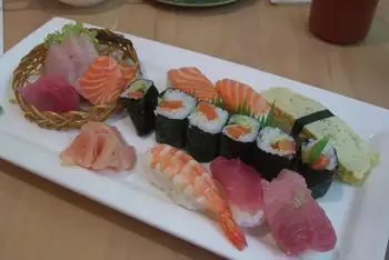 Arrange everything on a platter and serve at once with soy sauce, wasabi and pickled ginger.