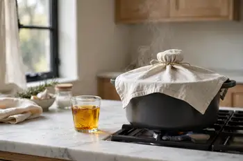 Cover with a towel-wrapped lid and cook on medium-high for 5 minutes, then the lowest heat for 45 minutes, until the crust is deep golden; you will sm